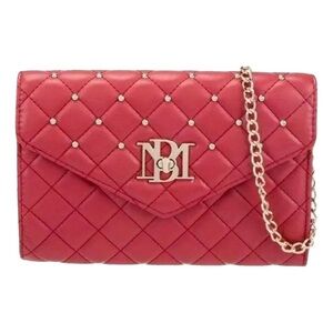 $129 NWT Badgley Mischka Red Diamond Quilt Convertible Envelope Crossbody Bag